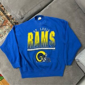 Vintage ST LOUIS RAMS NFL Big Helmet Crewneck Sweatshirt Large 1995